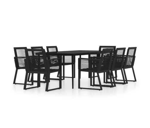Juego de comedor de jardín 9 piezas negro