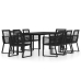 Juego de comedor de jardín 9 piezas negro