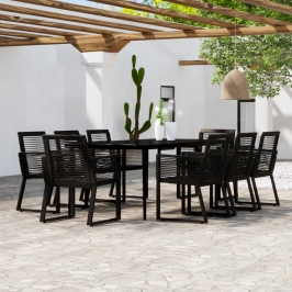 Juego de comedor de jardín 9 piezas negro