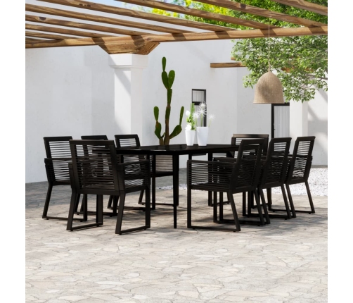 Juego de comedor de jardín 9 piezas negro