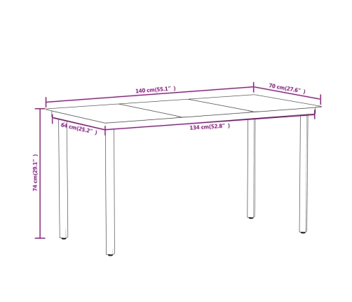 Juego de comedor de jardín 5 piezas negro