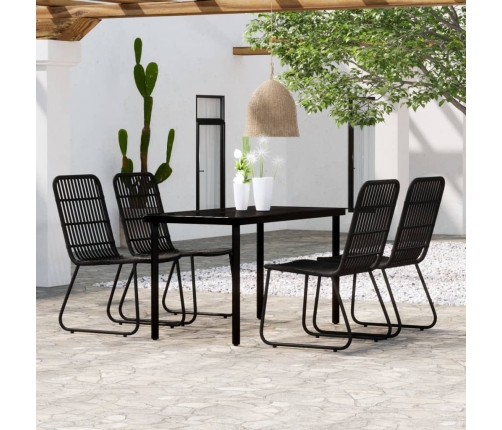 Juego de comedor de jardín 5 piezas negro