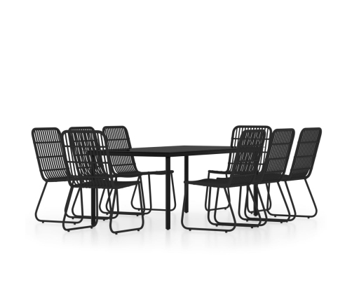 Juego de comedor para jardín 9 piezas negro