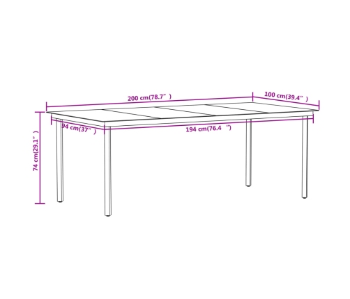 Juego de comedor para jardín 9 piezas negro
