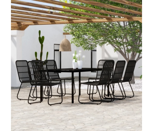 Juego de comedor para jardín 9 piezas negro