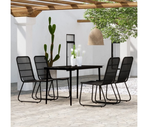 Juego de comedor de jardín 5 piezas negro