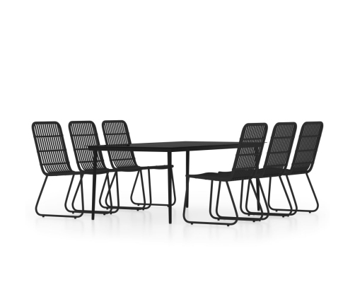 Juego de comedor de jardín 7 piezas negro