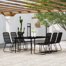 Juego de comedor de jardín 7 piezas negro
