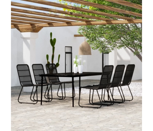 Juego de comedor de jardín 7 piezas negro