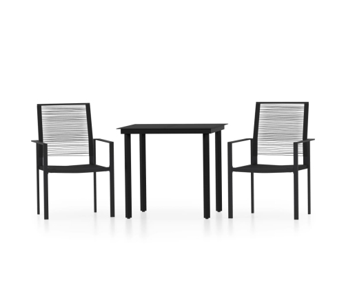 Juego de comedor de jardín 3 piezas negro