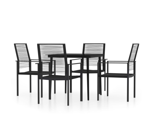 Juego de comedor para jardín 5 piezas negro