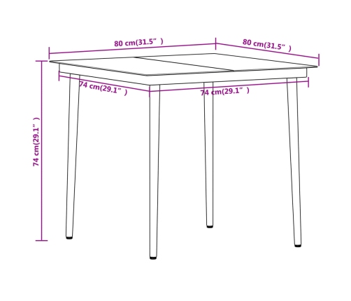 Juego de comedor para jardín 5 piezas negro