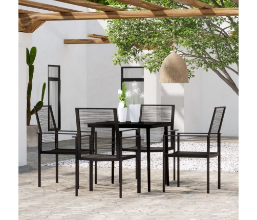 Juego de comedor para jardín 5 piezas negro