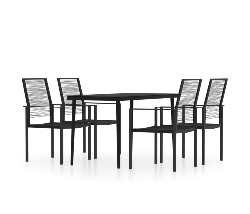 Juego de comedor para jardín 5 piezas negro