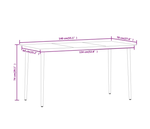 Juego de comedor para jardín 5 piezas negro