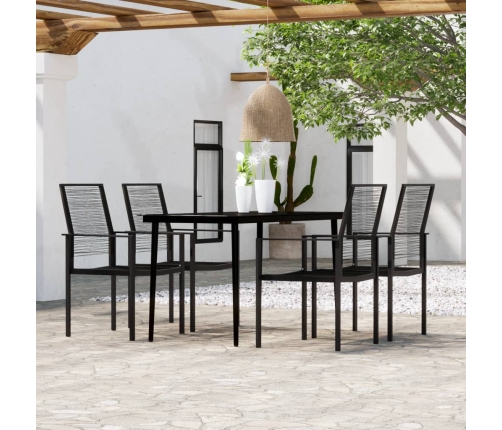 Juego de comedor para jardín 5 piezas negro