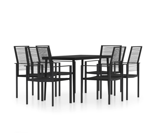 Juego de comedor para jardín 7 piezas negro