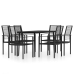Juego de comedor para jardín 7 piezas negro