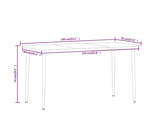 Juego de comedor para jardín 7 piezas negro