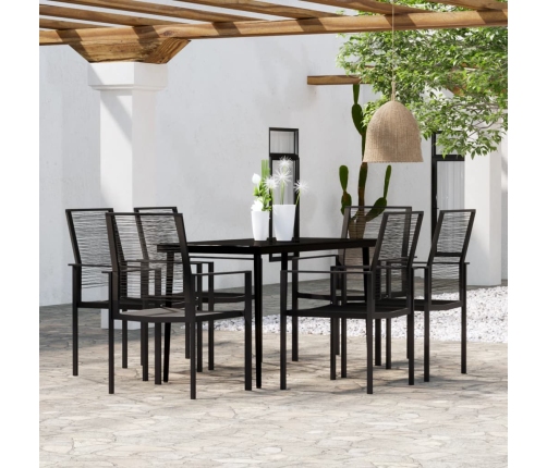Juego de comedor para jardín 7 piezas negro