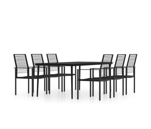 Juego de comedor de jardín 7 piezas negro