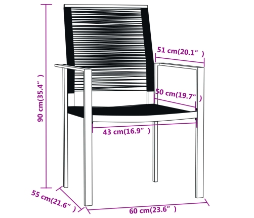 Juego de comedor de jardín 7 piezas negro