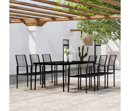 Juego de comedor de jardín 7 piezas negro