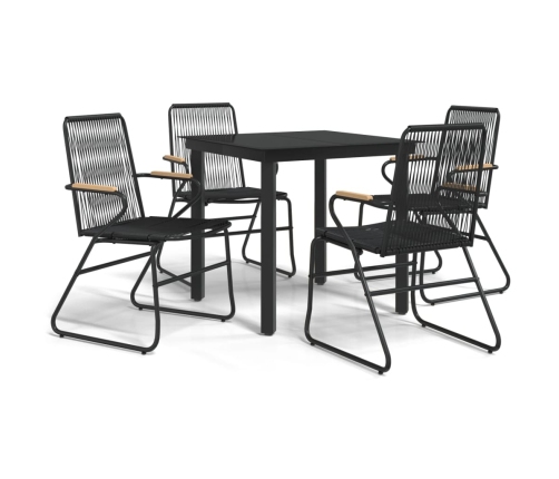 Juego de comedor de jardín 5 piezas ratán PVC negro