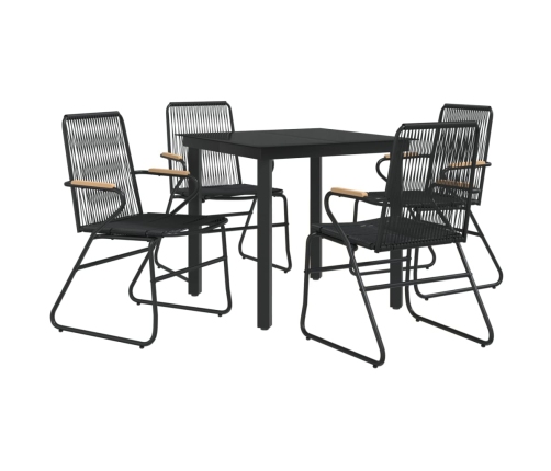 Juego de comedor de jardín 5 piezas ratán PVC negro
