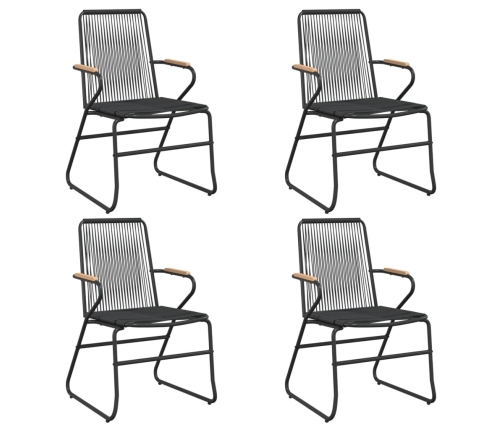 Juego de comedor de jardín 5 piezas ratán PVC negro