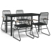Juego de comedor de jardín 5 piezas ratán PVC negro