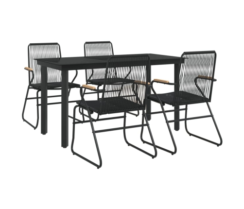 Juego de comedor de jardín 5 piezas ratán PVC negro