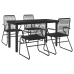 Juego de comedor de jardín 5 piezas ratán PVC negro