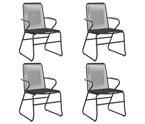 Juego de comedor de jardín 5 piezas ratán PVC negro