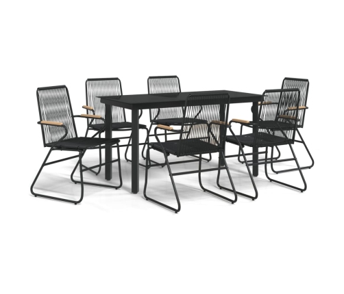 Juego de comedor para jardín 7 piezas ratán PVC negro