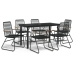 Juego de comedor para jardín 7 piezas ratán PVC negro