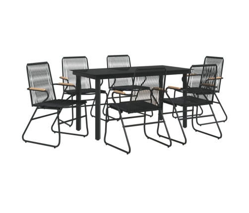 Juego de comedor para jardín 7 piezas ratán PVC negro
