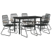 Juego de comedor para jardín 7 piezas ratán PVC negro