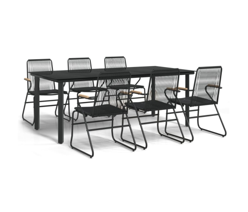 Juego de comedor para jardín 7 piezas ratán PVC negro