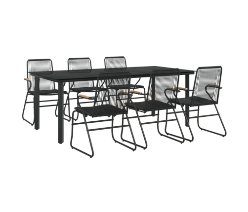 Juego de comedor para jardín 7 piezas ratán PVC negro