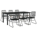 Juego de comedor para jardín 7 piezas ratán PVC negro