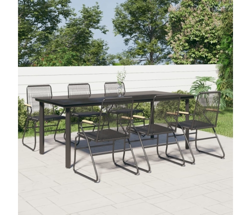 Juego de comedor para jardín 7 piezas ratán PVC negro