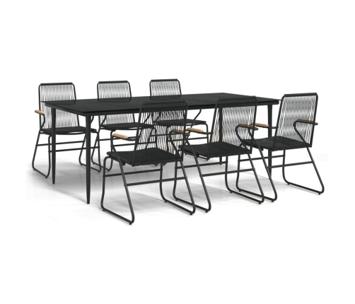 Juego de comedor para jardín 7 piezas ratán PVC negro