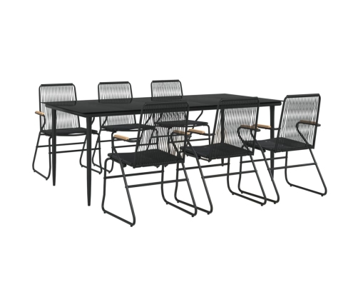 Juego de comedor para jardín 7 piezas ratán PVC negro