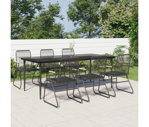 Juego de comedor para jardín 7 piezas ratán PVC negro