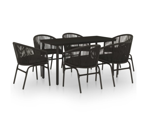 Juego de comedor para jardín 7 piezas negro