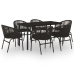 Juego de comedor para jardín 7 piezas negro