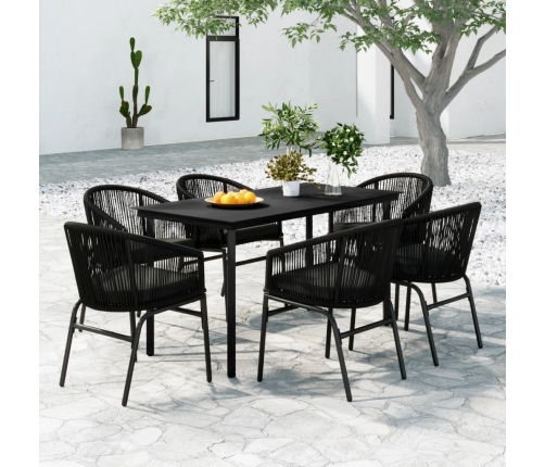 Juego de comedor para jardín 7 piezas negro