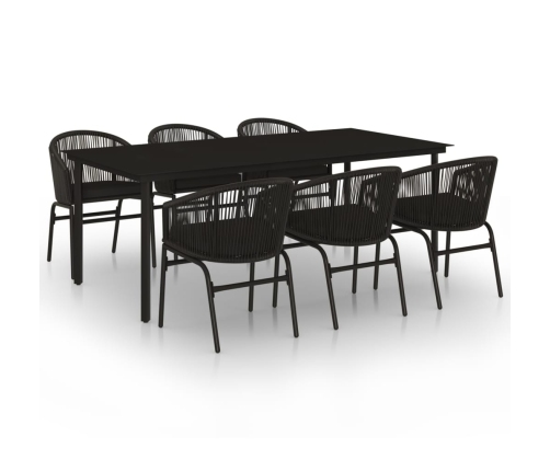Juego de comedor para jardín 7 piezas negro