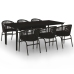 Juego de comedor para jardín 7 piezas negro
